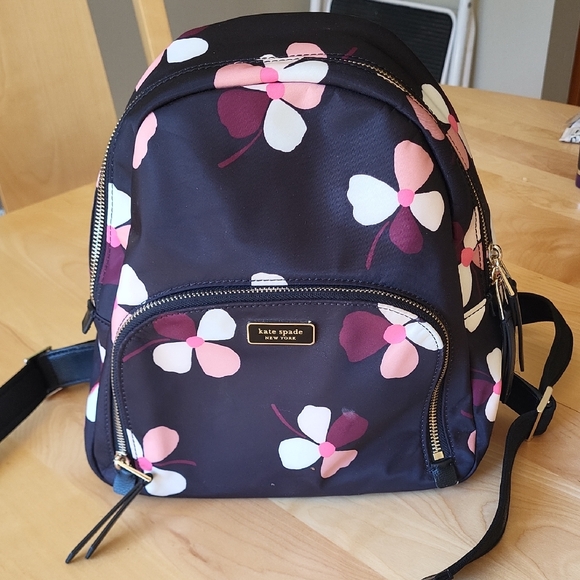 Kate Spade Black and Pink Floral Backpack - Picture 1 of 6